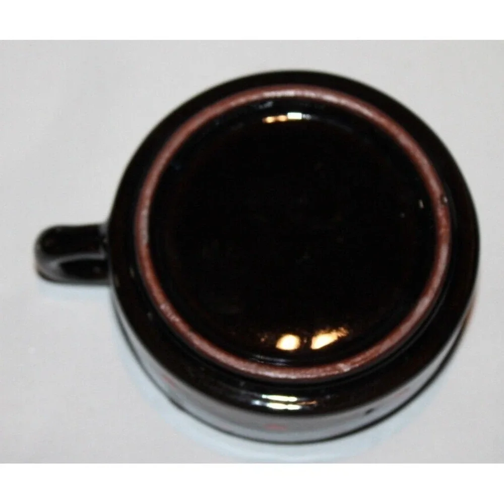 vintage 3 stack tea pot with creamer & cup black red polka dots gold trim Japan